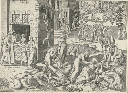 Profetie van Christus over het einde der tijden by Frans Hogenberg, print, 1562