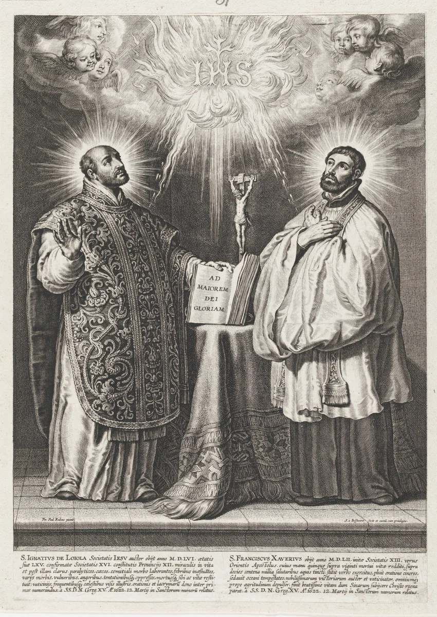 Saint Francis Xavier and Saint Ignatius of Loyola by Schelte Adams Bolswert, print, 1628-1659