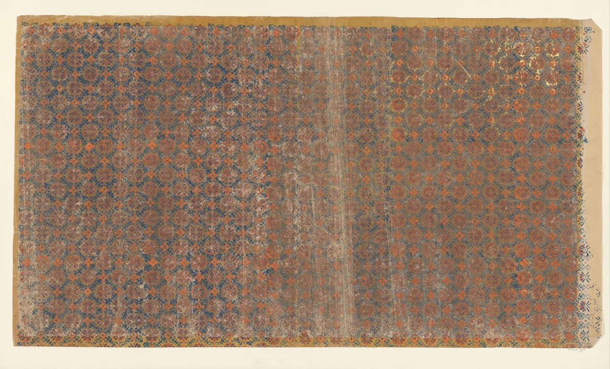 Blad met ruitenpatroon van ranken met bloem als veldvulling (één van acht identieke bladen) by anonymous, other, 1850-1950