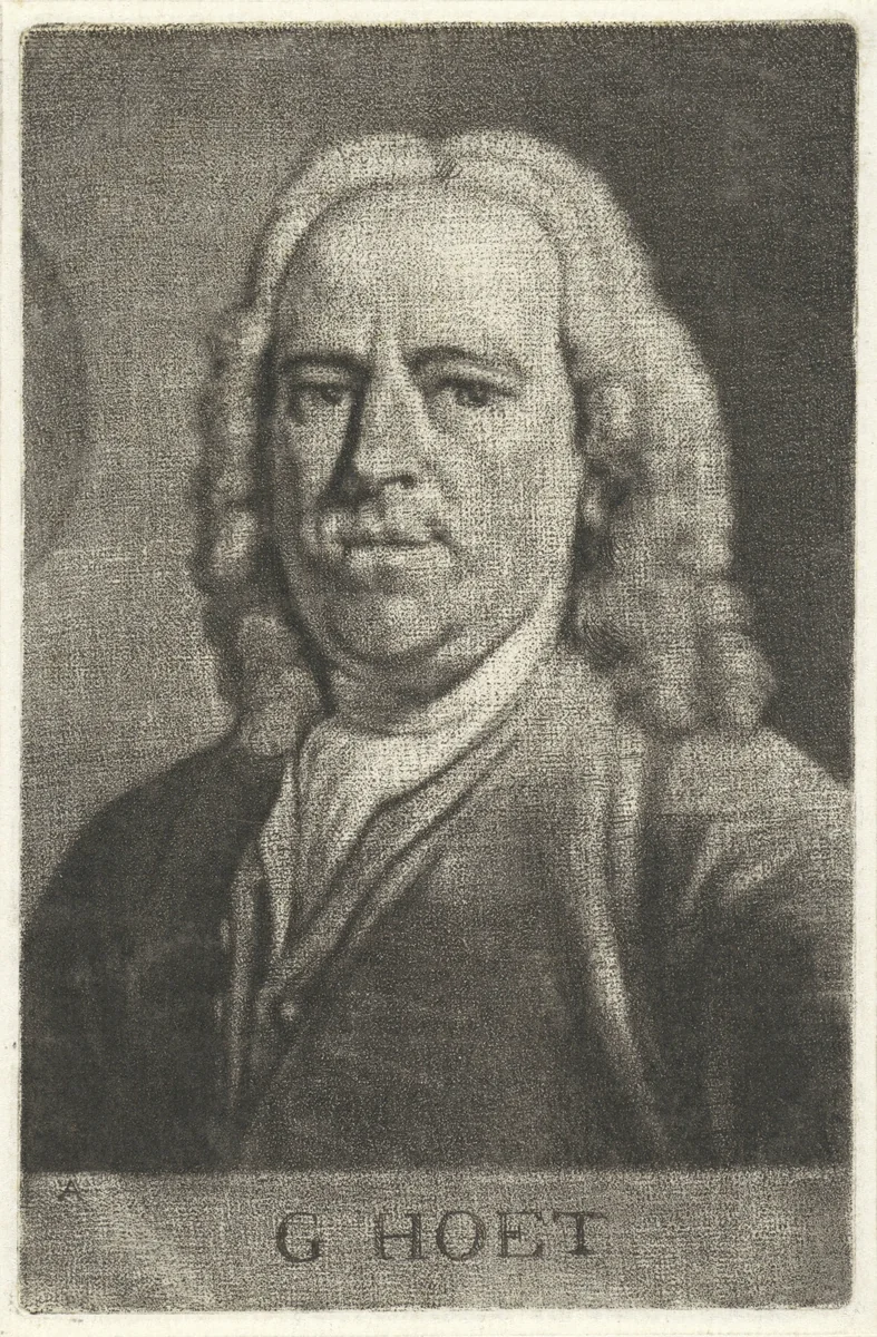 Portret van Gerard Hoet by Aert Schouman, print, 1768-1792