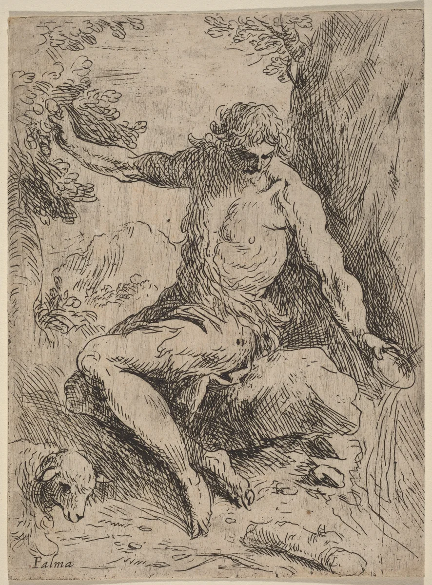 Saint John the Baptist by Jacopo Palma il Giovane, print, 1548-1628