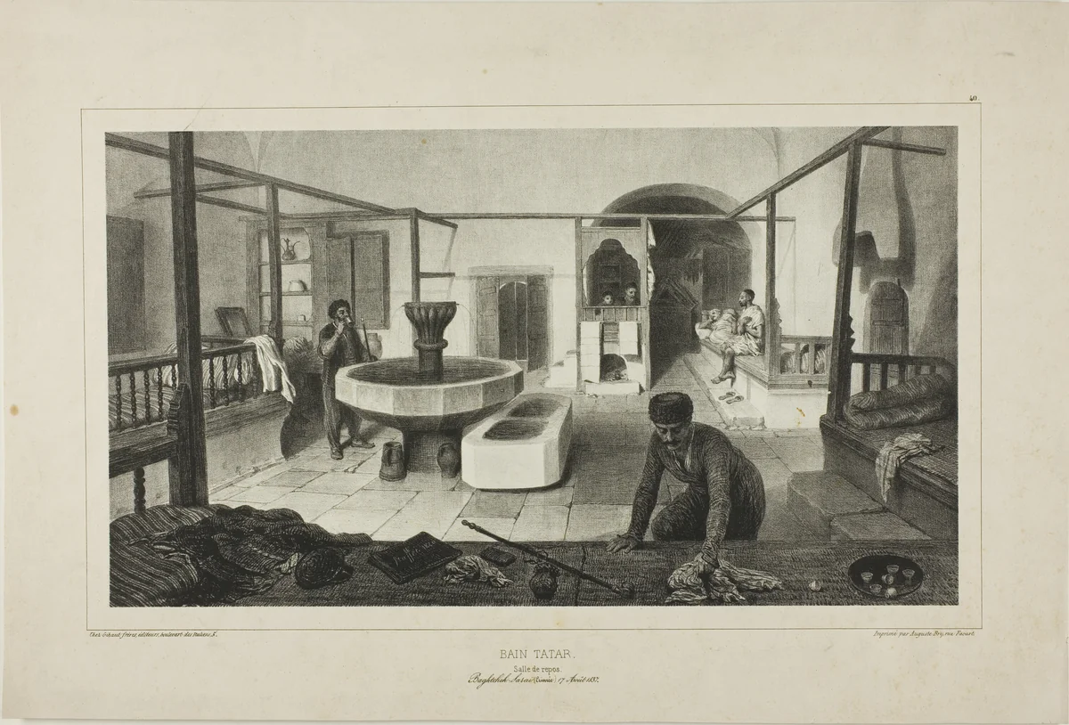Tartar Bath, Resting Room by Denis Auguste Marie Raffet, print, 1840