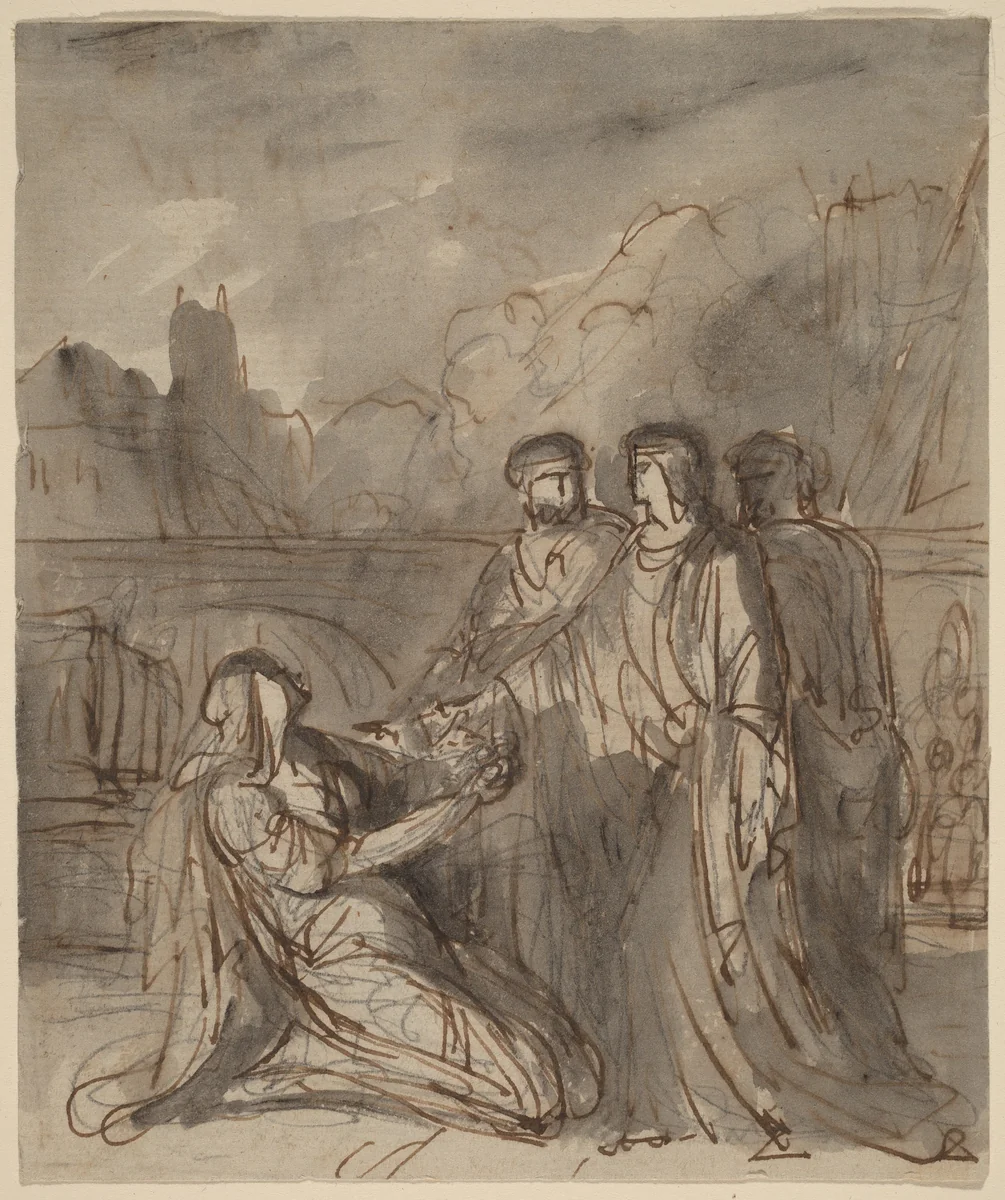 Composition with Four Figures [recto and verso] by Washington Allston, drawing, 1805