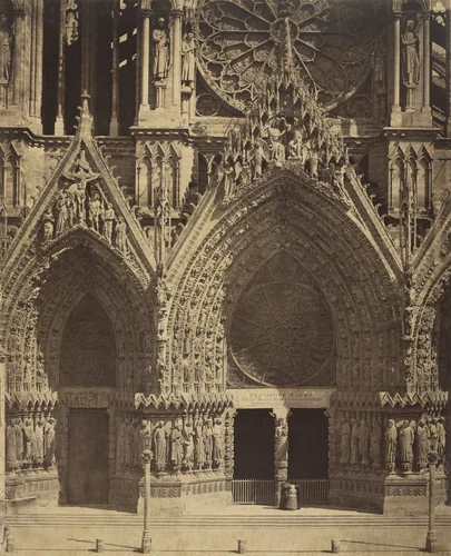 Reims Cathedral (detail of facade) by Louis-Auguste Bisson, Auguste-Rosalie Bisson, photograph, 1855