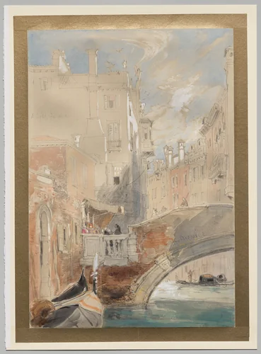 A Canal, Venice by James Holland, drawing, 1800-1870
