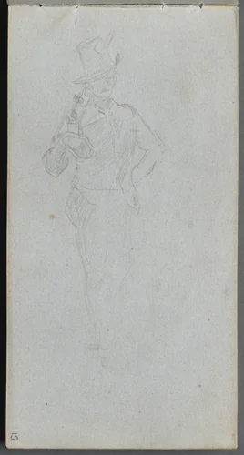 Sketchbook, page 15: Study of a Soldier by Ernest Meissonier, book, 1860-1869