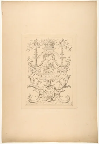 Design for a decorative panel in the Baroque style for the Chateau de Vaux-Praslin by Jules-Edmond-Charles Lachaise, drawing, 1850-1900