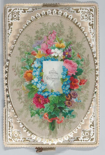 Valentine - Mechanical, pull tab bouquet by anonymous, other, 1870-1880