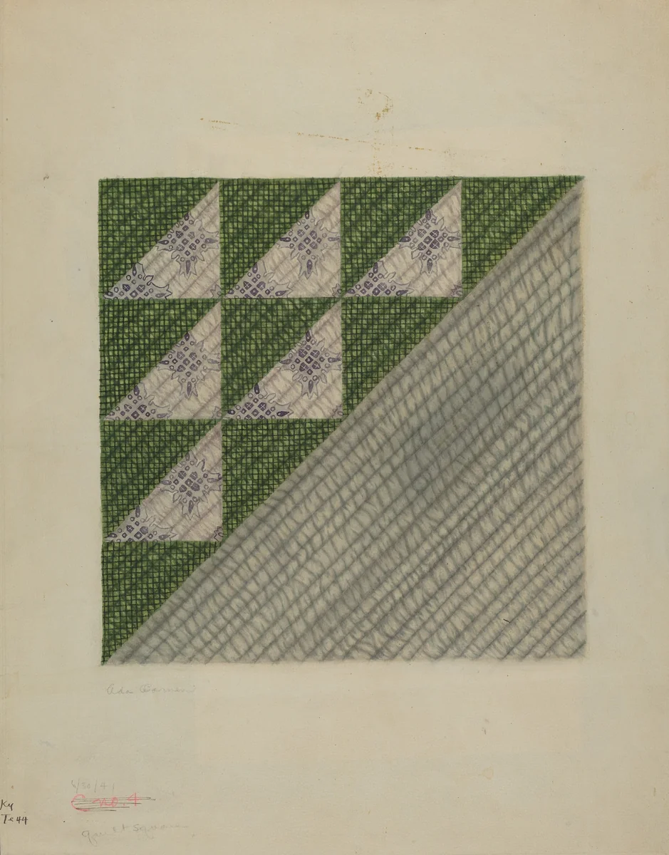 Quilt Block by Ada Barnes, index of american design, 1935-1942