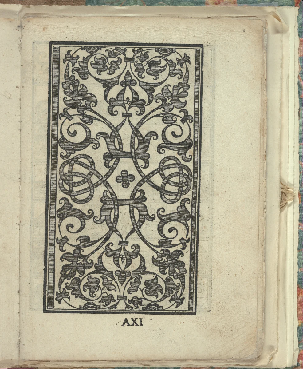 Opera Nova Universali intitulata Corona di racammi, page 11 (recto) by Giovanni Andrea Vavassore, book, 1530