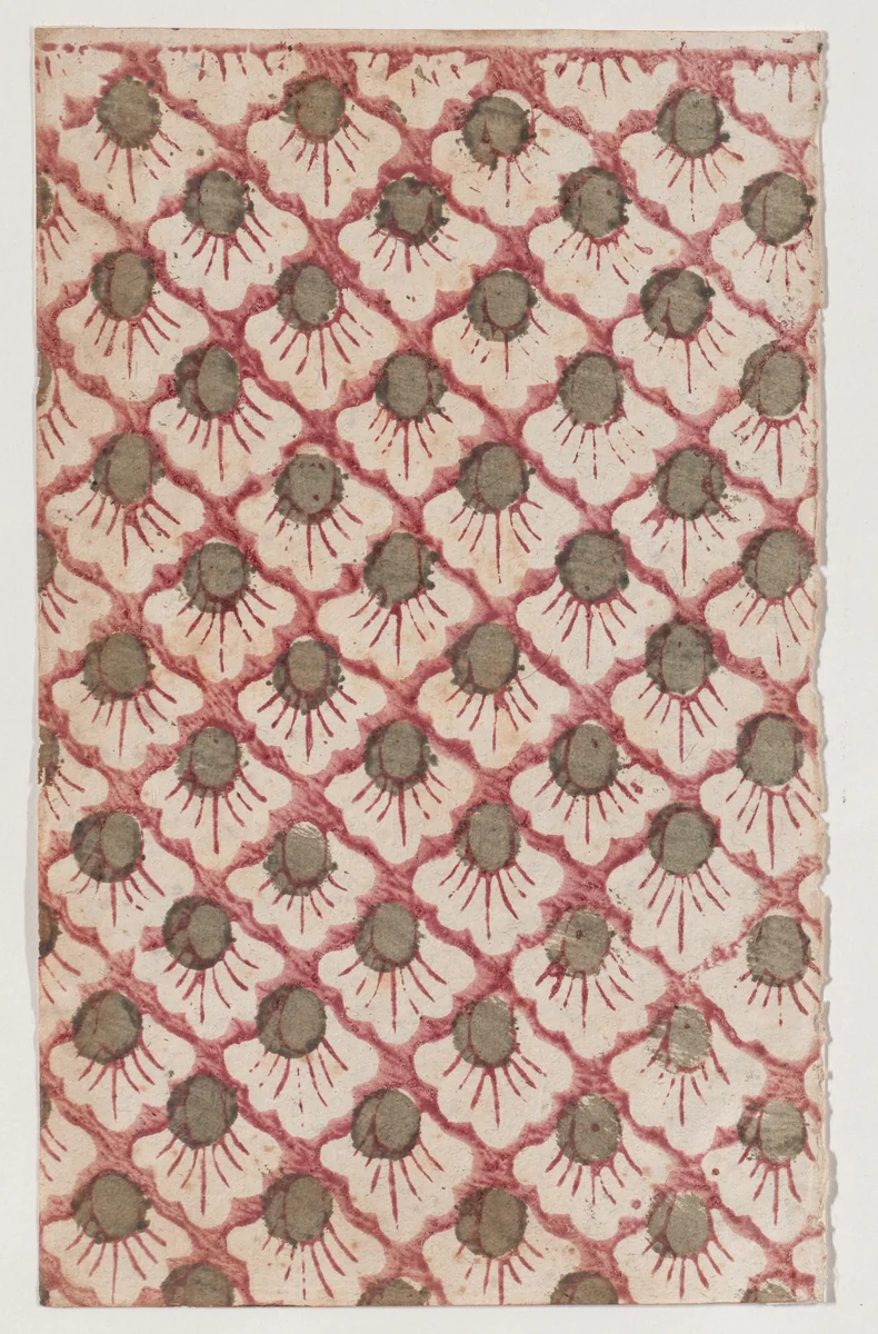 Sheet with overall pattern of petals by anonymous, print, 1800-1900