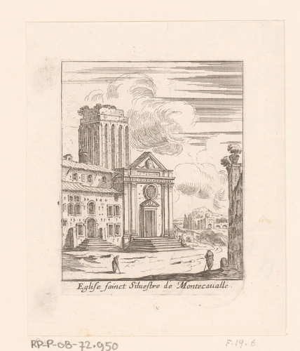 Gezicht op de San Silvestro al Quirinale by Israël Silvestre, print, 1631-1661