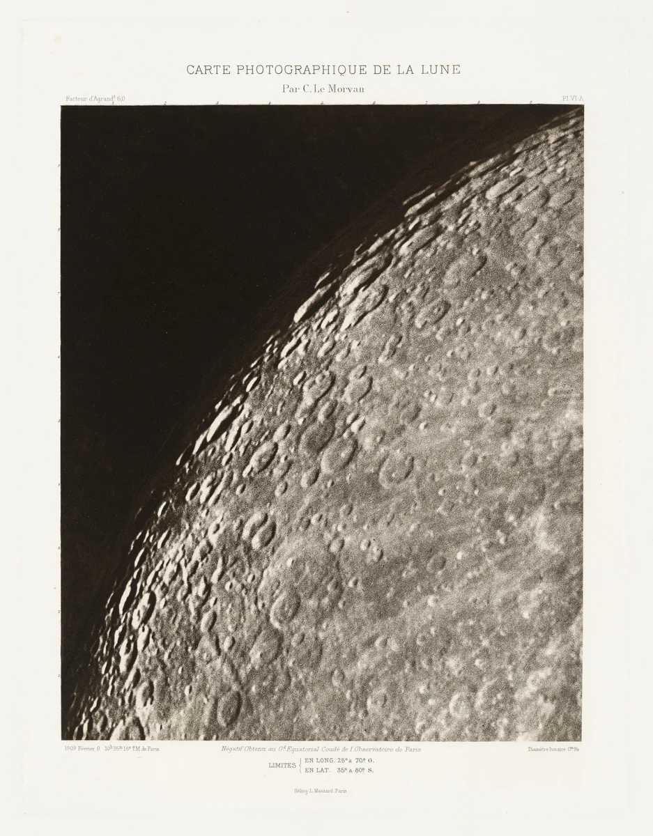 Carte photographique de la lune, planche VI.A (Photographic Chart of the Moon, plate VI.A) by Charles Le Morvan, photograph, 1909