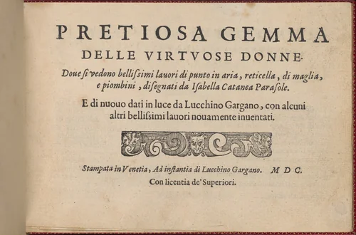 Pretiosa Gemma delle virtuose donne by Isabella Catanea Parasole, book, 1600