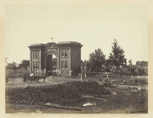 Gateway of Cemetery, Gettysburg by Timothy O'Sullivan, photograph, 1863