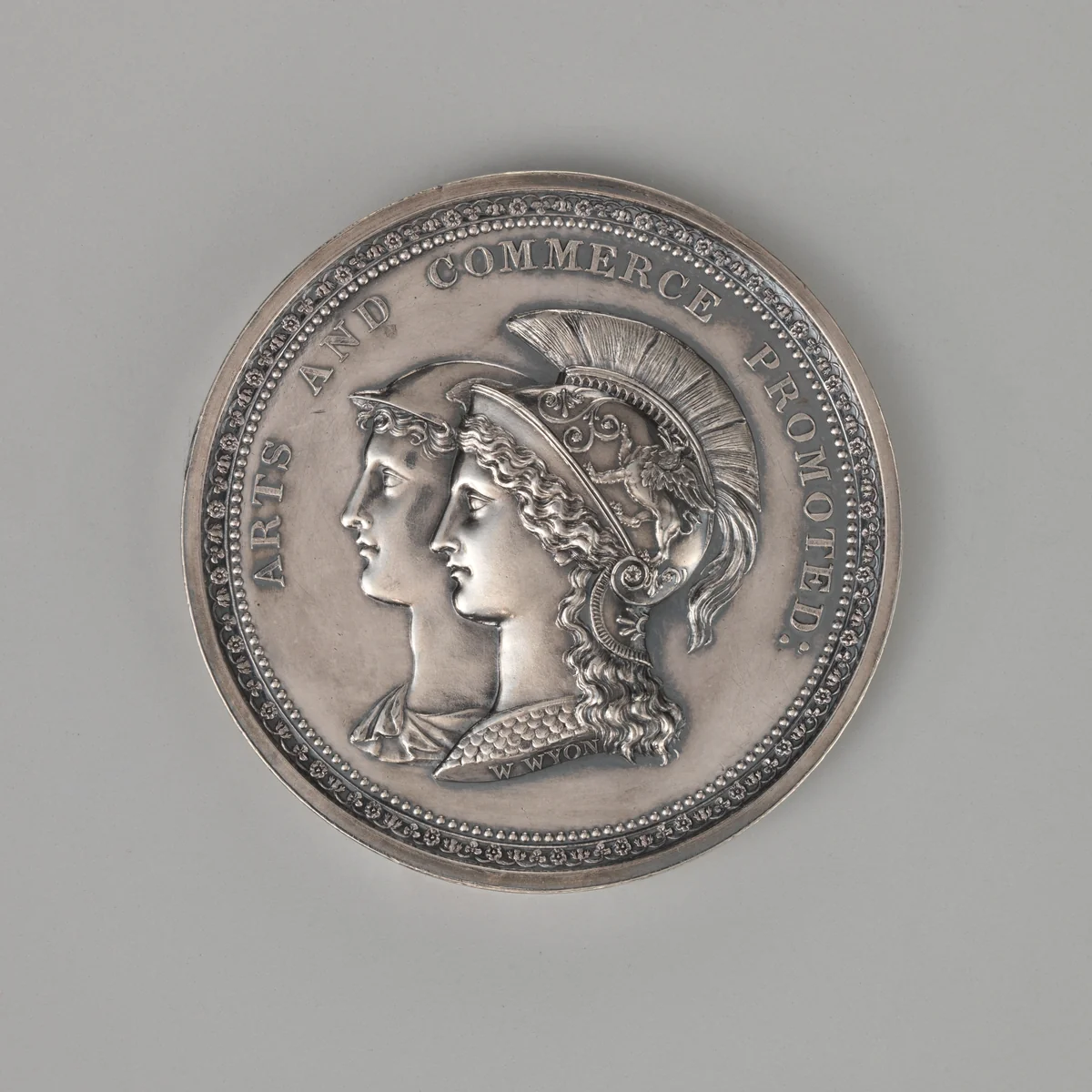 Society of Arts Medal, Mercury and Minerva by William Wyon, metalwork, 1826