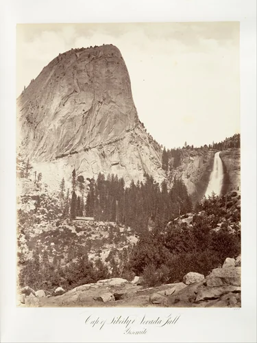 Cap of Liberty and Nevada Fall, Yosemite by Carleton E. Watkins, photograph, 1870-1874