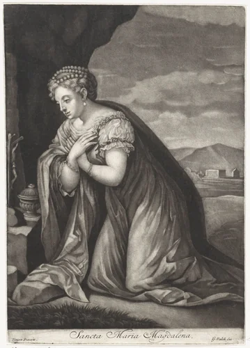 Boetvaardige Maria Magdalena by anonymous, print, 1660-1726
