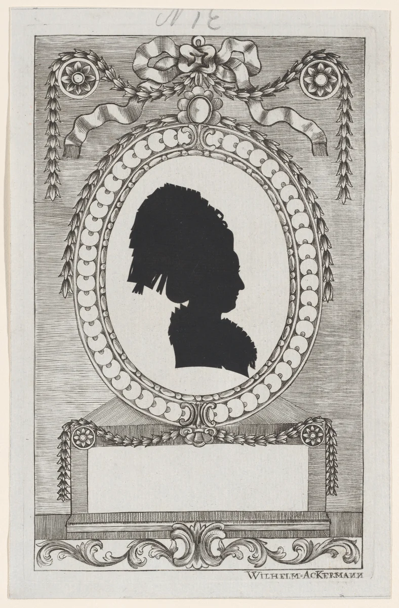 Silhouette of Gräfin Enzenberg, Stiftsfräulein by Wilhelm Ackermann, print, 1784-1834