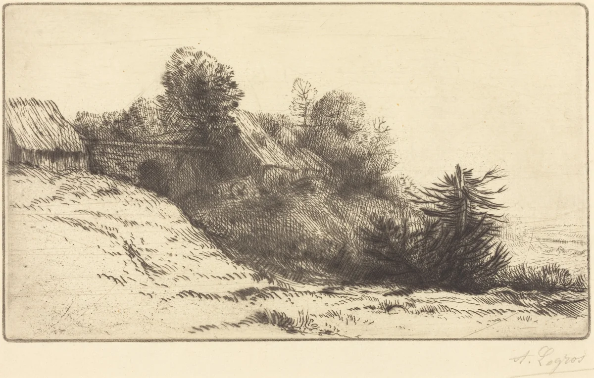 View of a Farm, 2nd plate (La ferme du Bienheureux) by Alphonse Legros, print, 1837-1911