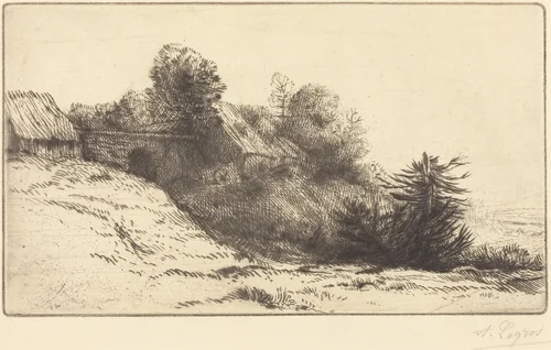 View of a Farm, 2nd plate (La ferme du Bienheureux) by Alphonse Legros, print, 1837-1911