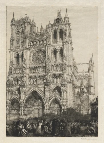 Amiens Cathedral, Inventory Day by Auguste Louis Lepère, print, 1887