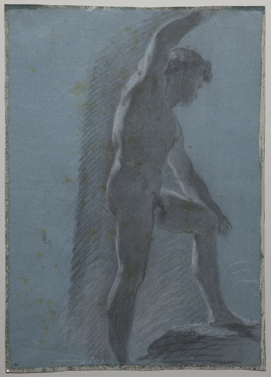 Study of a Male Nude (verso) by Pierre-Paul Prud'hon, drawing, 1805-1815