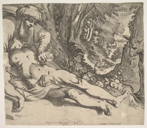 The Good Samaritan by Werner van den Valckert, print, 1610-1620