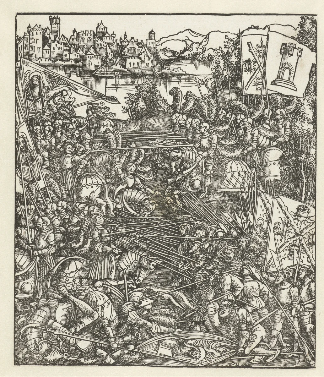 Veldslag tegen de Venetianen by Hans Springinklee, print, 1515