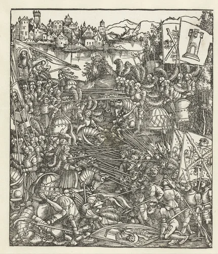Veldslag tegen de Venetianen by Hans Springinklee, print, 1515