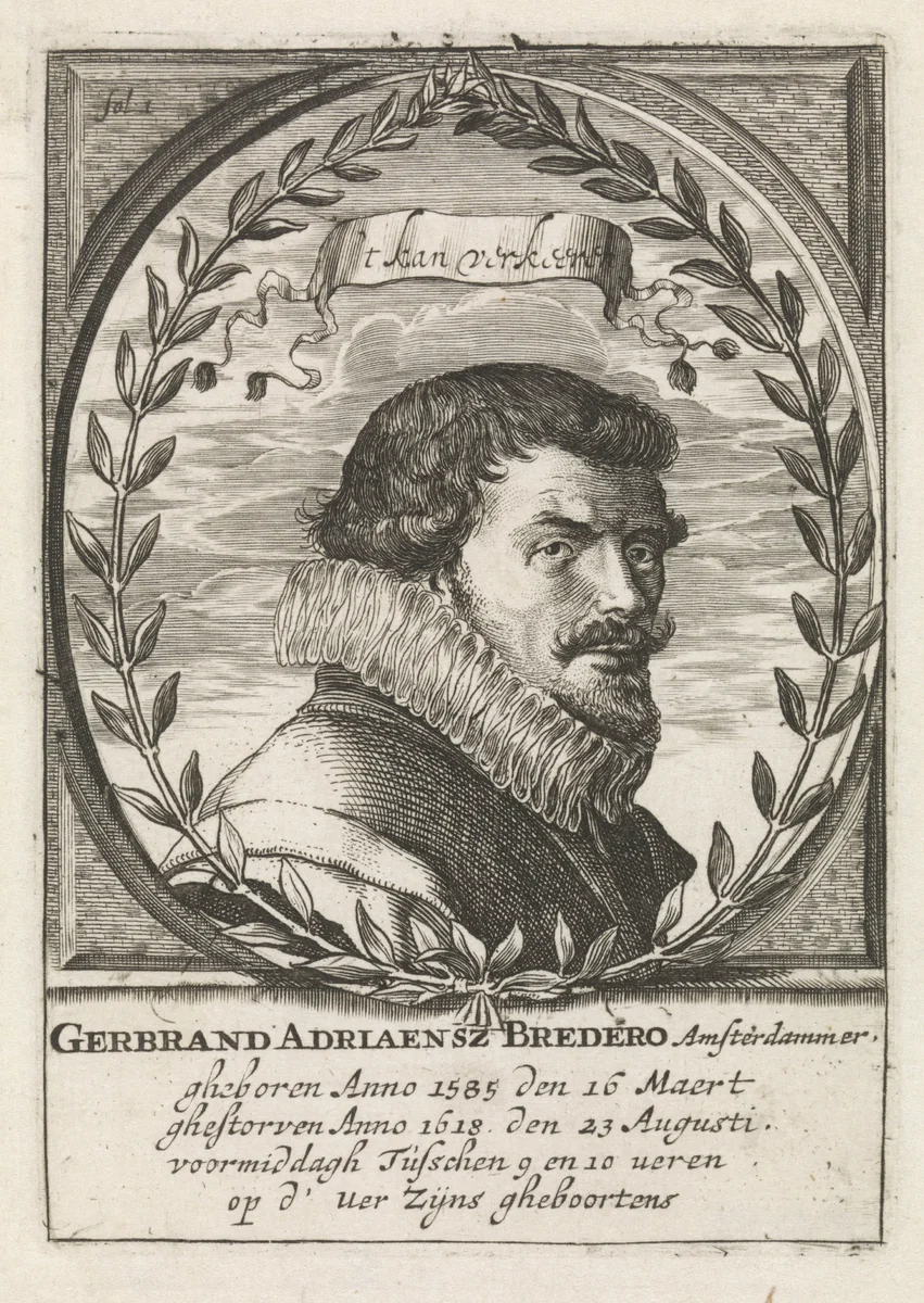 Portret van Gerbrand Adriaensz. Bredero by Hessel Gerritsz, print, 1678