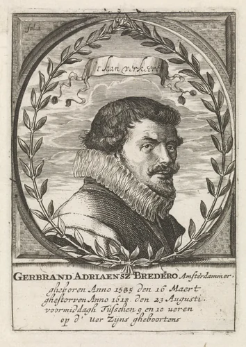 Portret van Gerbrand Adriaensz. Bredero by Hessel Gerritsz, print, 1678