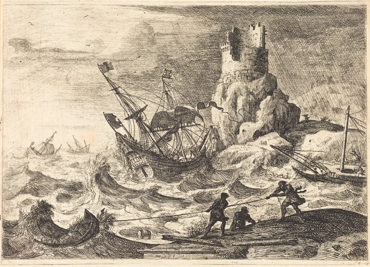 The Shipwreck (Le naufrage) by Claude Lorrain, print, 1638-1641