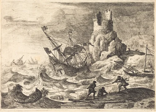 The Shipwreck (Le naufrage) by Claude Lorrain, print, 1638-1641