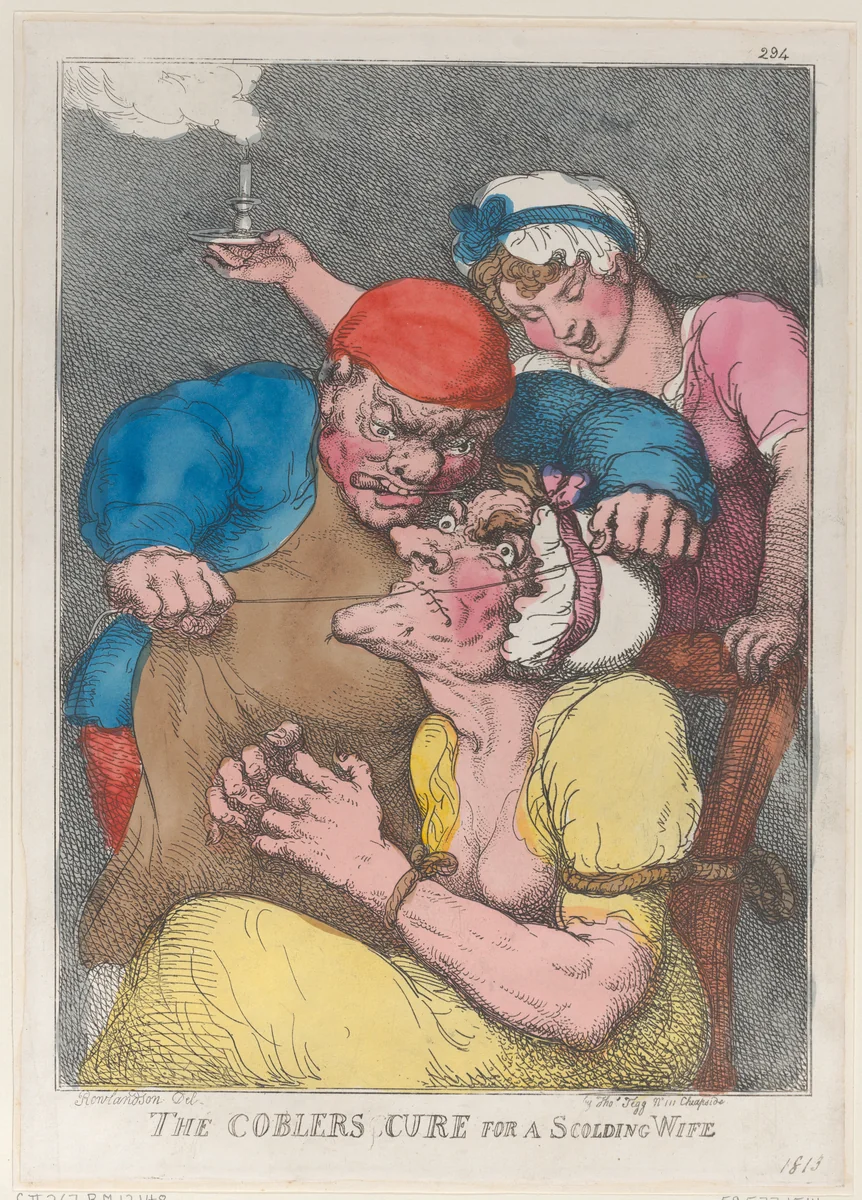 The Cobbler's Cure for a Scolding Wife by Thomas Rowlandson, print, 1813
