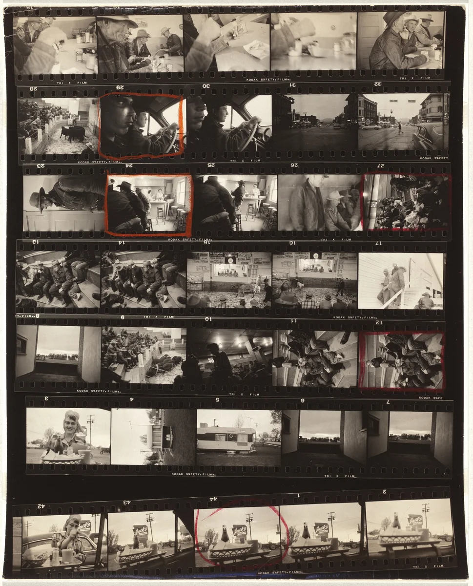 Guggenheim 685/Americans 32--U.S. 91, leaving Blackfoot, Idaho by Robert Frank, photograph, 1956