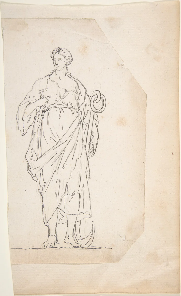 Female Figure with Anchor by anonymous, drawing, 1700-1799