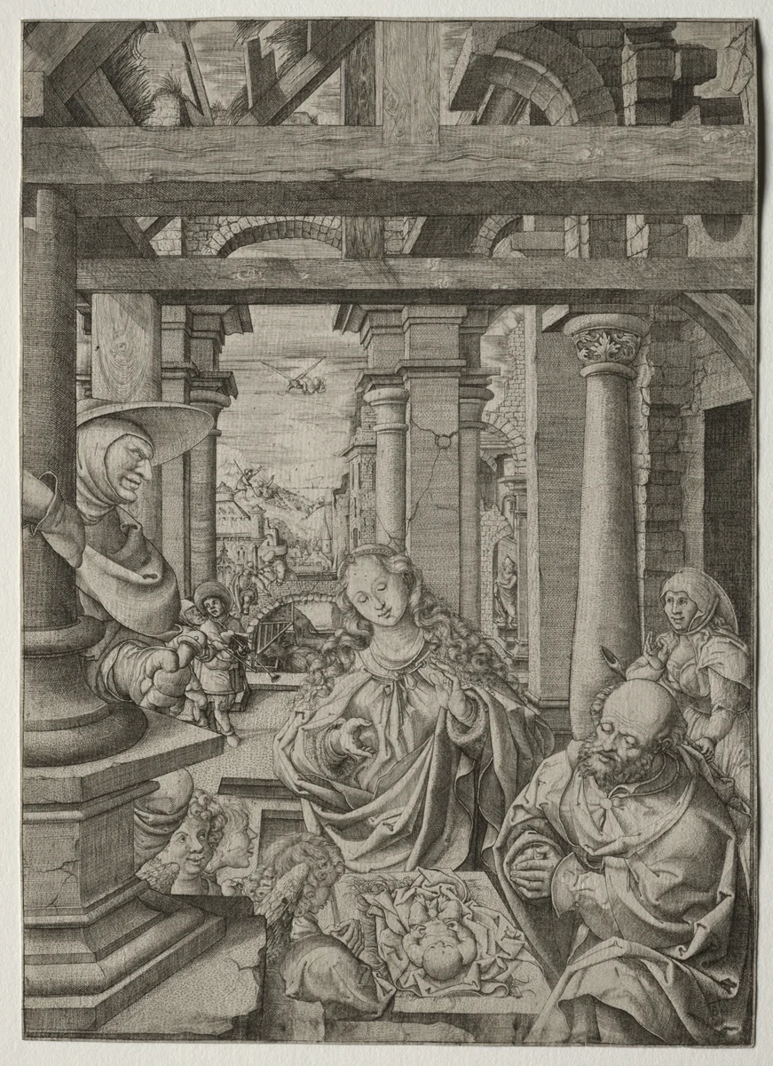 Adoration of the Shepherd by Frans Crabbe, print, 1522-1525