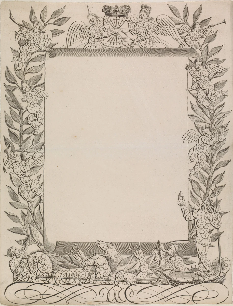 Wensbrief met Neptunus by anonymous, print, 1700-1899