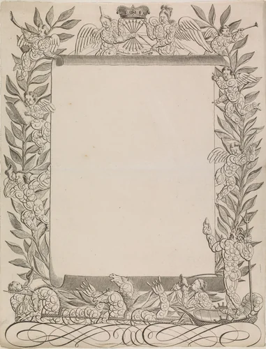 Wensbrief met Neptunus by anonymous, print, 1700-1899