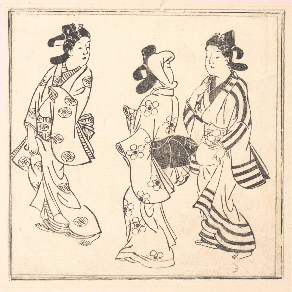 Leaf from a Book Entitled: Wakoku Hiaku-jo: One Hundred Japanese Women by Hishikawa Moronobu (菱川師宣), print, 1625-1694