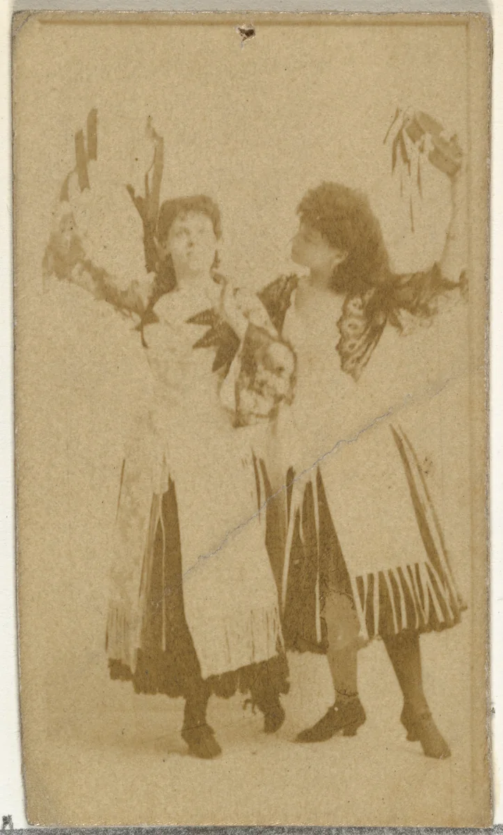 [Actresses dancing with tambourines], from the Actors and Actresses series (N145-8) issued by Duke Sons & Co. to promote Duke Cigarettes by W. Duke, Sons & Co., photograph, 1890-1895