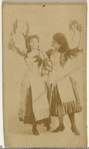 [Actresses dancing with tambourines], from the Actors and Actresses series (N145-8) issued by Duke Sons & Co. to promote Duke Cigarettes by W. Duke, Sons & Co., photograph, 1890-1895
