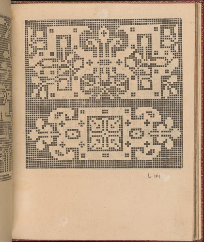 Les Singuliers et Nouveaux Portraicts... page 43 (recto) by Federico de Vinciolo, book, 1588