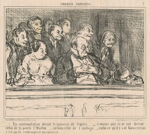 En contemplation devant le vaisseau de l'opera by Honoré Daumier, print, 1856