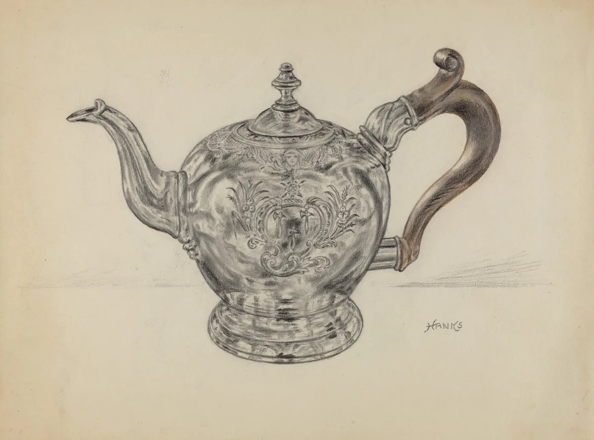 Silver Teapot by Fletcher Hanks, index of american design, 1936