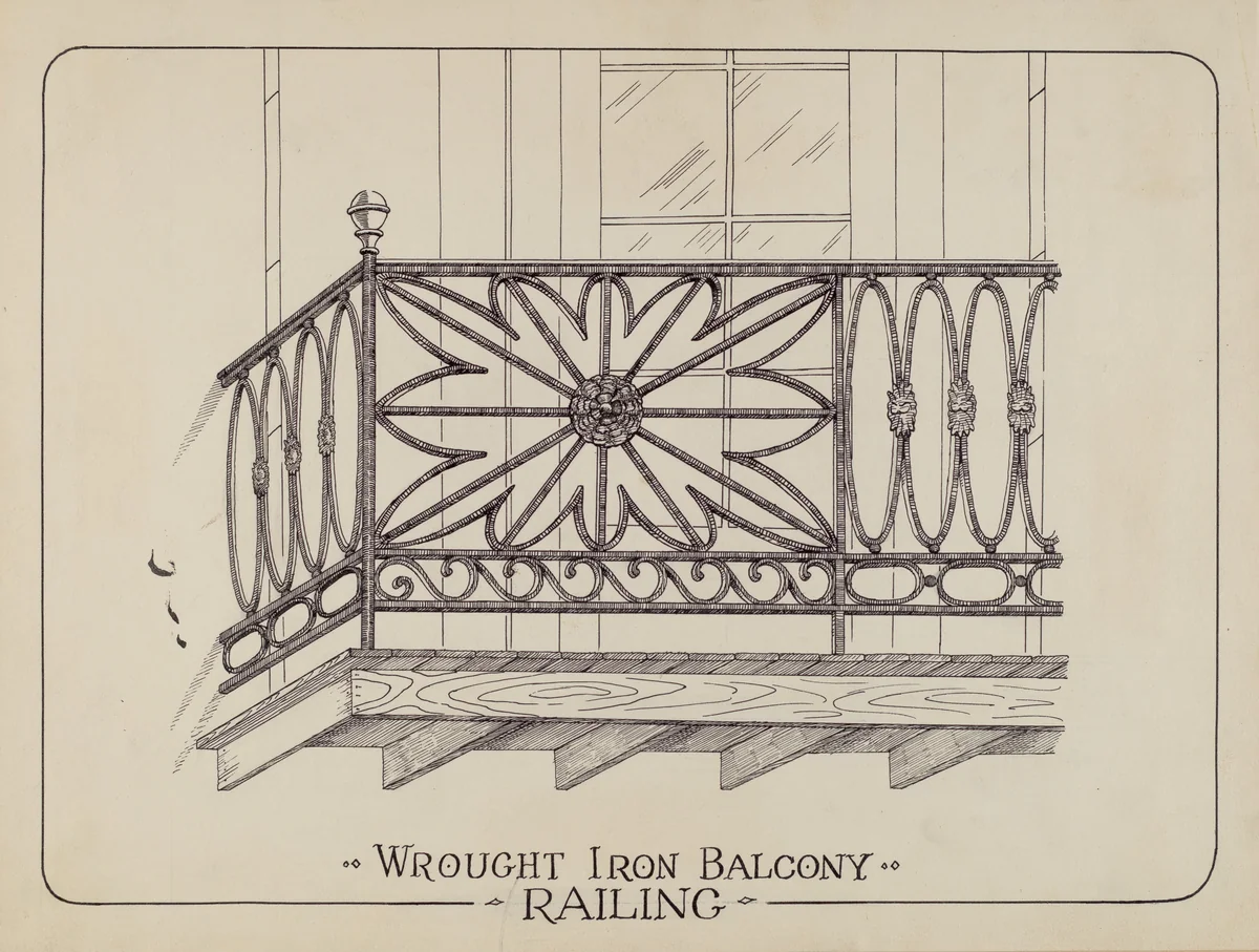 Iron Balcony Railings by Aurelia Arbo, index of american design, 1935-1942