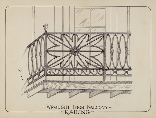 Iron Balcony Railings by Aurelia Arbo, index of american design, 1935-1942