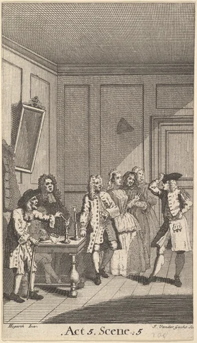 Frontispiece to Moliere's "L'Avare" (The Miser) by John Vandergucht, print, 1732