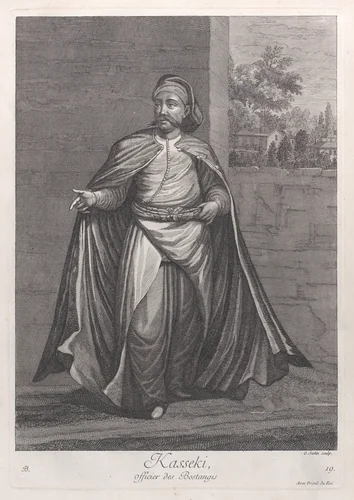 Kasseki, officier des Bostangis, plate 19 from "Recueil de cent estampes représentent differentes nations du Levant" by Jean Baptiste Vanmour, print, 1714-1715